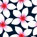 White tropical hibiscus flowers in a seamless pattern Royalty Free Stock Photo