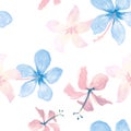 White Tropical Leaves. Red Seamless Leaves. Azure Pattern Art. Blue Flower Painting. Gray Spring Design. Flora Design.