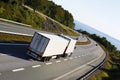 White truck on a beautyful driving route