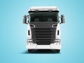 White truck with black inserts with carrying capacity of up to five tons front view 3d render on blue background with shadow Royalty Free Stock Photo