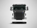 White truck with black inserts with carrying capacity of up to five tons front view 3d render on gray background with shadow Royalty Free Stock Photo