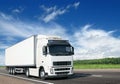 White truck on country highway Royalty Free Stock Photo