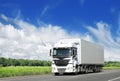 White truck on highway Royalty Free Stock Photo