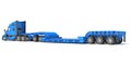 White Truck with Lowboy Trailer 3D rendering