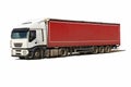 White truck with the red trailer Royalty Free Stock Photo