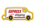 White truck - vehicle with EXPRESS SHIPPING message
