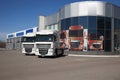 White trucks stand in line Royalty Free Stock Photo