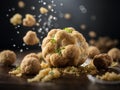 White truffle, Tuber magnatum, highly prized edible fungus, cinematic advertising photography Royalty Free Stock Photo