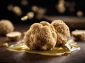 White truffle, Tuber magnatum, highly prized edible fungus, cinematic advertising photography Royalty Free Stock Photo