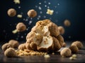 White truffle, Tuber magnatum, highly prized edible fungus, cinematic advertising photography Royalty Free Stock Photo