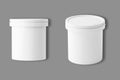 white tub for ice cream, butter margarine, butter cream, curd cheese, cream cheese, jam. mockup