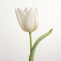 Delicate White Tulip 3d Model With Green Stem