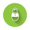 White Tumbler doll toy icon isolated with long shadow. Green circle button. Vector Royalty Free Stock Photo