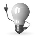 Ã¯Â»Â¿White tungsten light bulb character in moment of insight