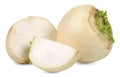 White turnips isolated on white clipping path