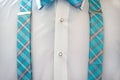 White tuxedo shirt with suspenders