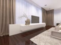 White TV unit with pull-out TV