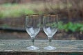 white two big glass crystal goblets Royalty Free Stock Photo