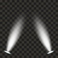 white two spot light, spotlights transparent background, stage illuminated light Royalty Free Stock Photo