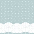 White umbrellas on gray with rain drops, seamless border, vector Royalty Free Stock Photo