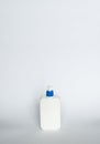 White unbranded bottle with a black dispenser isolated on white background. cosmetic packaging mockup with copy space