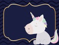 White unicorn cartoon vector design