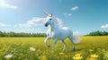 White unicorn in the field