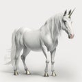 White unicorn with golden hooves, fantastic fabulous animal, isolated on white background