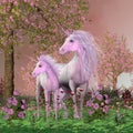 Spring Mare and Foal Unicorns Royalty Free Stock Photo