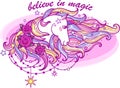 White Unicorn with a rainbow mane. Vector illustration Royalty Free Stock Photo