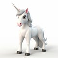 Simple Cel Shaded 3d Unicorn - White Background - Unreal Engine Style