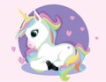 White Unicorn vector illustration for children design. Rainbow hair. Isolated. Cute fantasy animal.Print Royalty Free Stock Photo