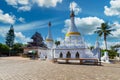 White unique pagoda in Wat Phra That Doi Gongmoo landmark of Maehongson, Thailand