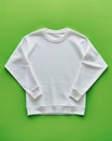 White Unisex Sweatshirt on Vibrant Green Background, Minimalist Fashion Product Photography, Blank Crewneck Apparel for Custom Royalty Free Stock Photo