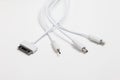 White universal charging cable, adapter with micro USB, usb connectors Royalty Free Stock Photo