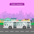 White Urban Public Transport in the Big City. Royalty Free Stock Photo