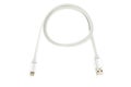 White usb cable for iPhone or iPad. Twisted in a ring, on a white isolated background. Horizontal frame Royalty Free Stock Photo