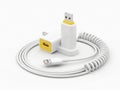 White usb cable with yellow connectors and stand Royalty Free Stock Photo