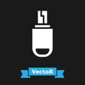 White USB flash drive icon isolated on black background. Vector Illustration Royalty Free Stock Photo