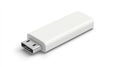 White USB flash drive on a plain background showcasing sleek minimalist design. A compact data storage solution for everyday use