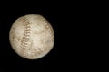 White Used Softball Set Against a Solid Black Background with Copyspace