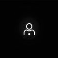 White user icon on black background with circular design