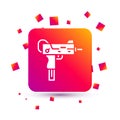 White UZI submachine gun icon isolated on white background. Automatic weapon. Square color button. Vector