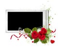 White valentine frame with red roses