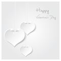 White valentine hearths from paper hanging and happy valentines day eps10