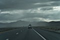 White van with Alaska state license plates driving on EB I-80 near Lovelock, Nevada, USA