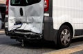 White van damaged in a rear-end collision Royalty Free Stock Photo