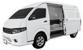 White van open sliding door isolated on white background with clipping path Royalty Free Stock Photo