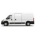 White van parked on a plain background with a side view Royalty Free Stock Photo