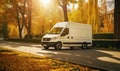 A Parked White Van on the Side of the Road